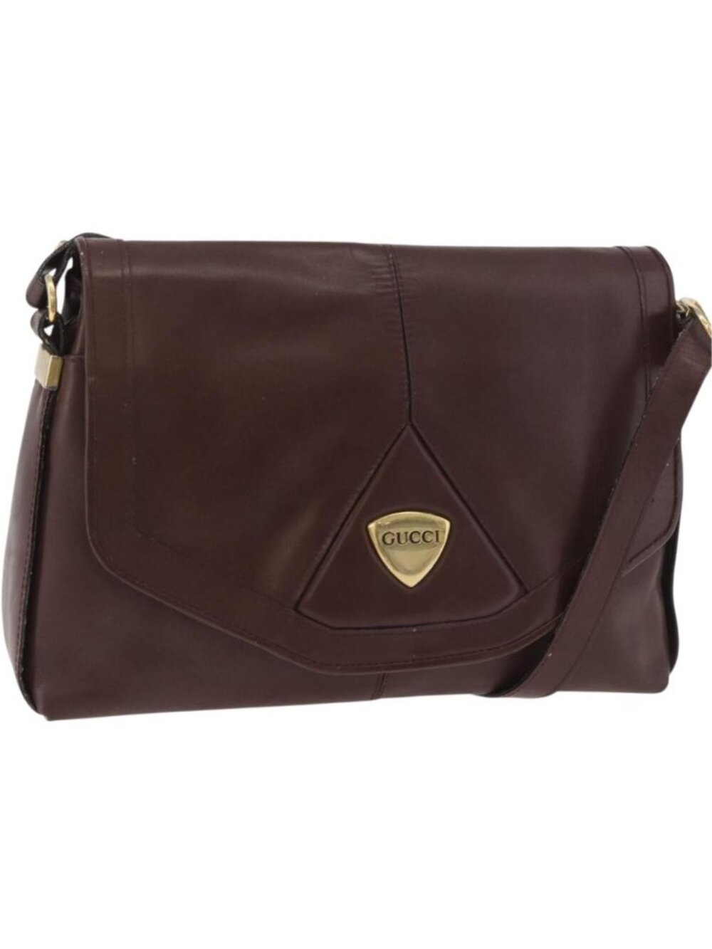 GUCCI Shoulder Bag Leather Bordeaux Gold